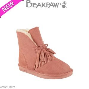 NWT Christie Suede Sheepskin Fringe Boot with Never Wet - Dusty Rose - Size 8